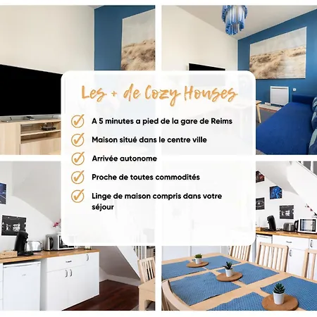 Apartment Blue House - Parking - Maison Centre - Proche Gare Reims