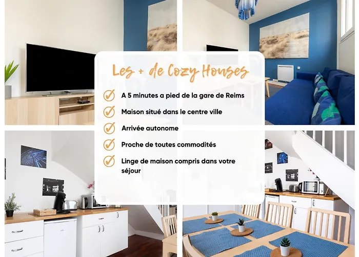 Apartment Blue House - Parking - Maison Centre - Proche Gare Reims